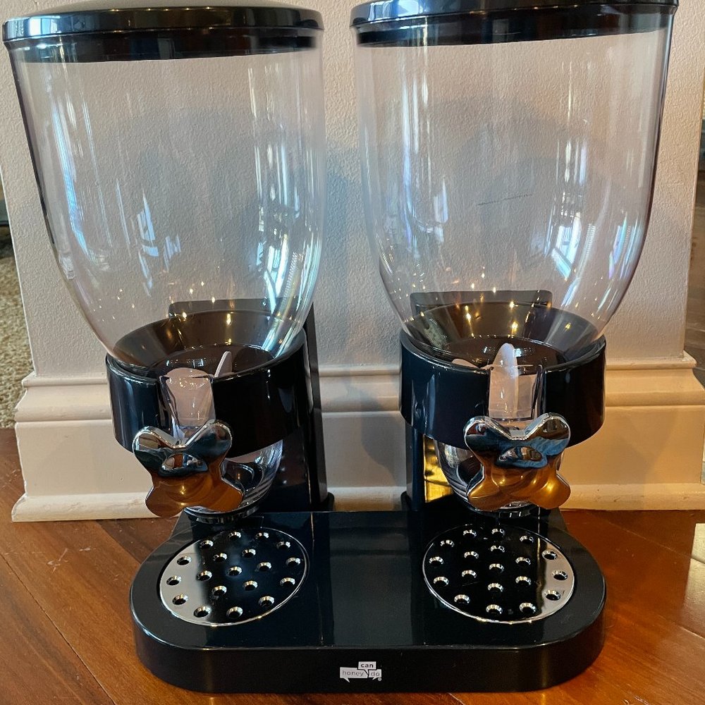 Honey Can Do Double Cereal Dispenser Portion Control Black / Chrome